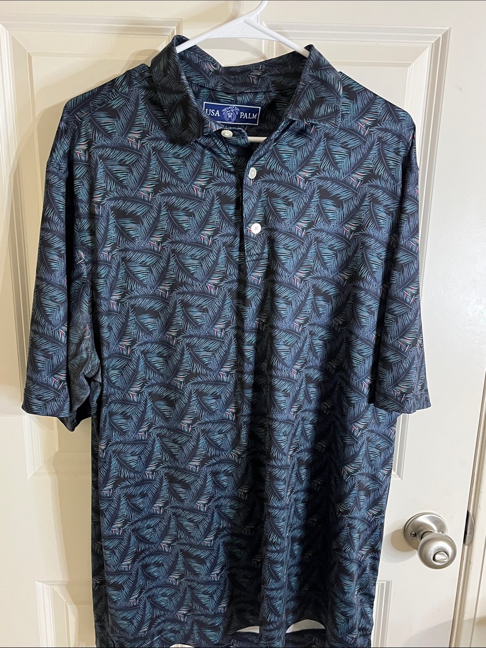 Men's Short-Sleeve Printed Polo — Navy Teal